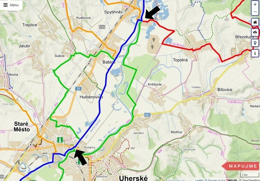 mapa_cyklotrasy kolem Baťova kanálu 