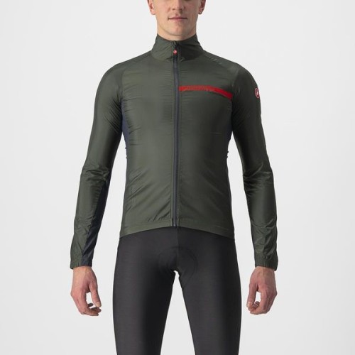 Castelli – pánská větrovka Squadra Stretch, military green/dark gray