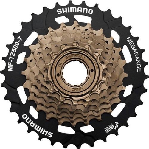 7-kolo SHIMANO MF-TZ500 14-34 zubů Megarange, hnědé/černé